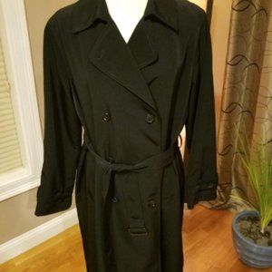 Ladies Petite Large, Black, Double-breasted Classic Raincoat by Canvas Petites